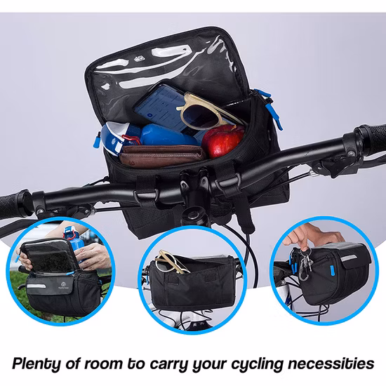 Bolsa para guidão de bicicleta Suporte para telefone com tela sensível ao toque à prova d'água, bolsas de guiador de proteção de 4 camadas para bicicletas Bolsa para guidão, MTB, estrada, bolsa de ciclismo de montanha