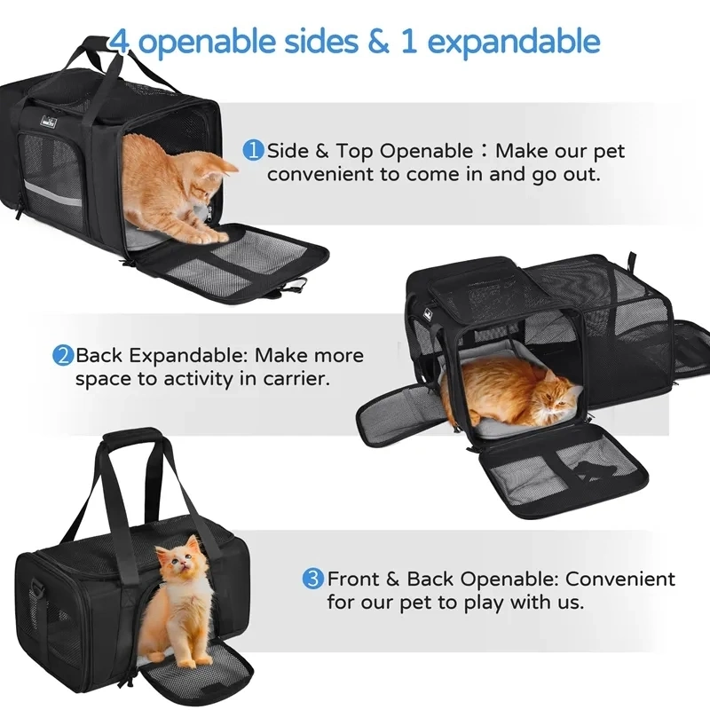 Approved Medium and Large Pet Carrier Travel Bag with Adequate Ventilation Safety Zippers Padded Shoulder