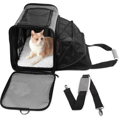 Bolsa para transporte de animais de estimação aprovada pela companhia aérea para cães pequenos Estojo de transporte para gatos expansível e macio para viagens